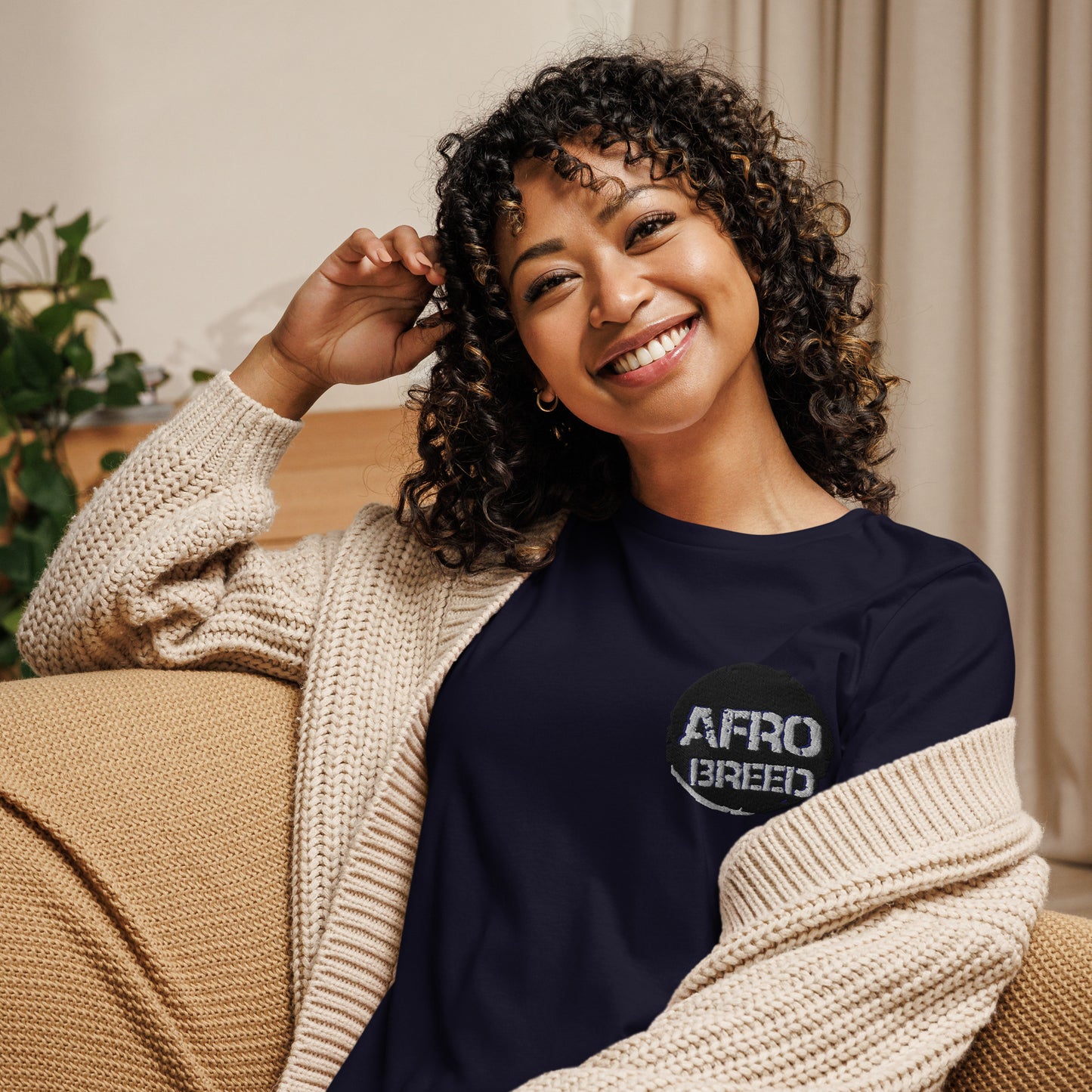 Embroidered Women's Relaxed T-Shirt Afro Breed